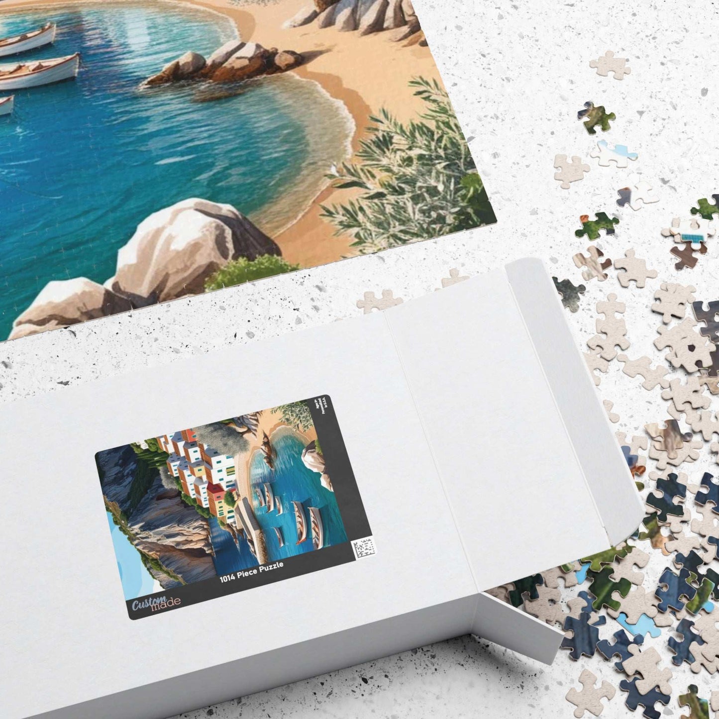 Mediterranean Fishing Village Landscape Jigsaw Puzzle, Scenic Ocean View, Colorful Seaside Town Tabletop Game, Family Night, Puzzle Lover Puzzle The Puzzle Chest