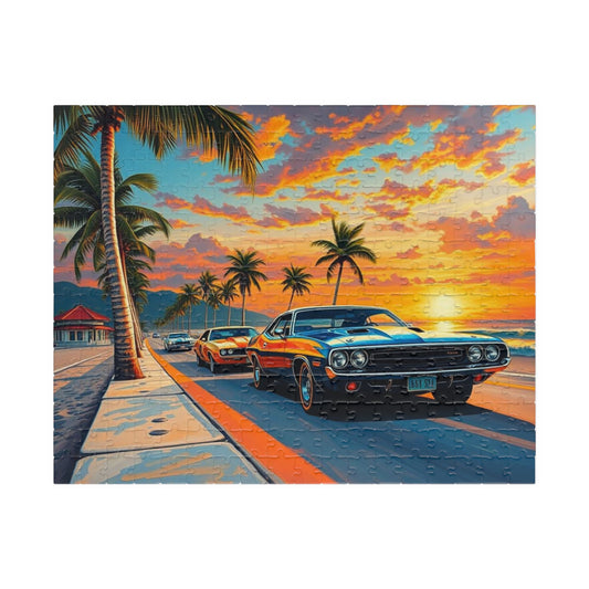 Vintage Car Sunset Puzzle, Nostalgic Vehicle Jigsaw, Retro Auto Art 252 pcs (Horizontal) Puzzle The Puzzle Chest