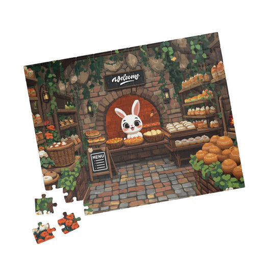 Bunny Bakery Puzzle 520 Piece | Cute Rabbit Bread Shop Jigsaw 110 pcs (Horizontal) Puzzle The Puzzle Chest