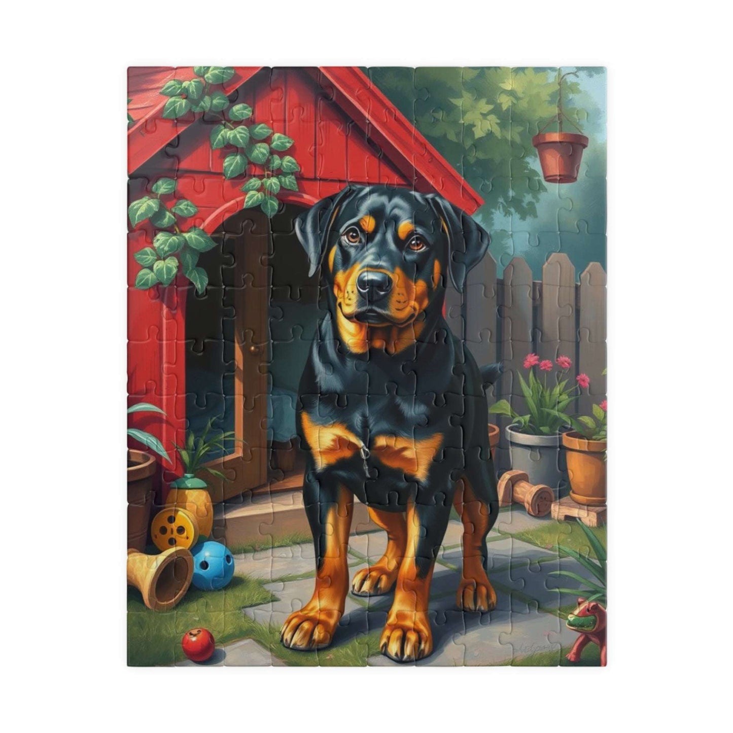Rottweiler Jigsaw Puzzle, Holiday Birthday Gift for Dog Lovers Puzzle Enthusiasts Pet Owner, Family Activity Solo Fun, Home Entertainment 110 pcs (Vertical) Puzzle The Puzzle Chest