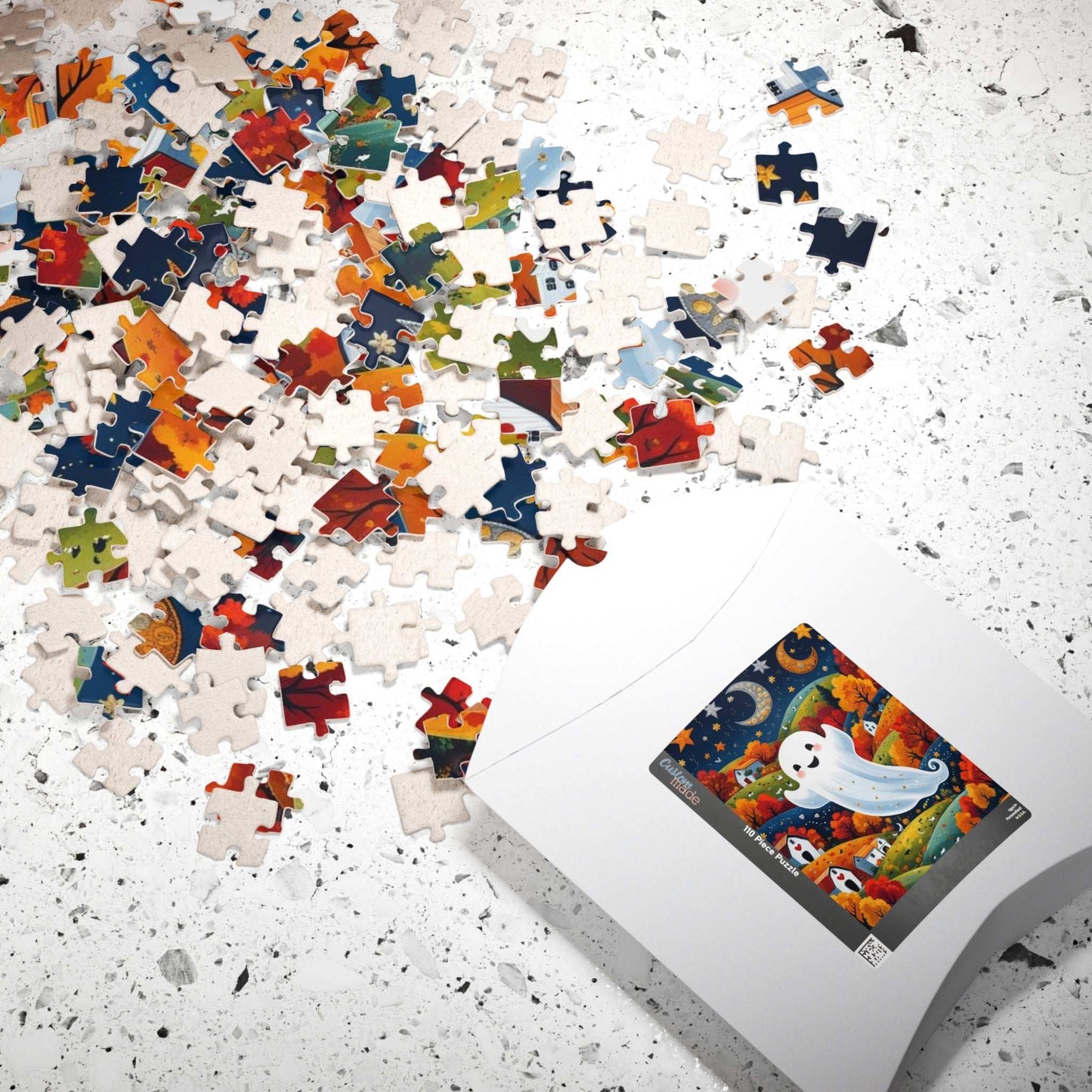 Folk Art Halloween Ghost Jigsaw Puzzle
