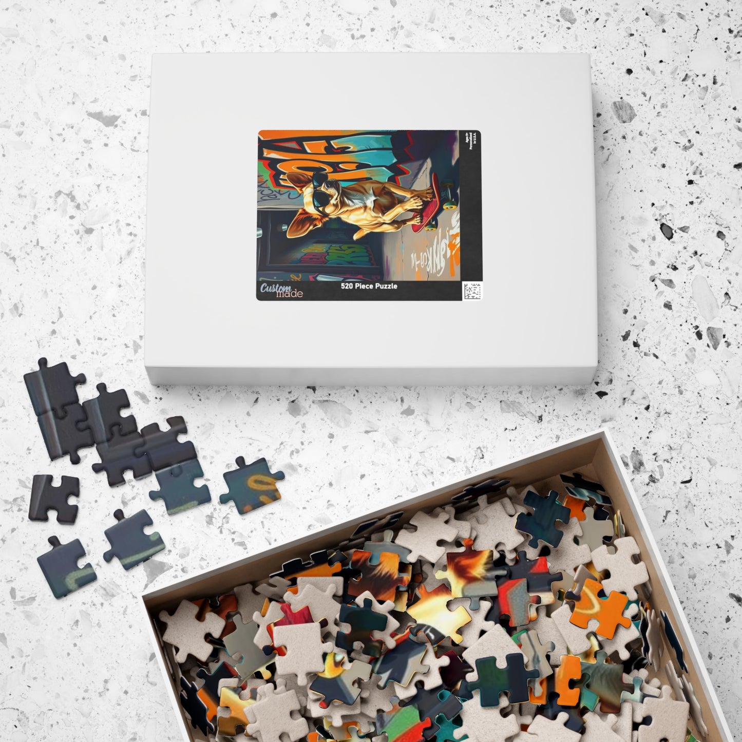 Cool Skateboarding Dog Puzzle - Pop Art Jigsaw Game, Gift for Dog Lover, Family Game Night, Indoor Activity Brain Teaser Puzzle The Puzzle Chest