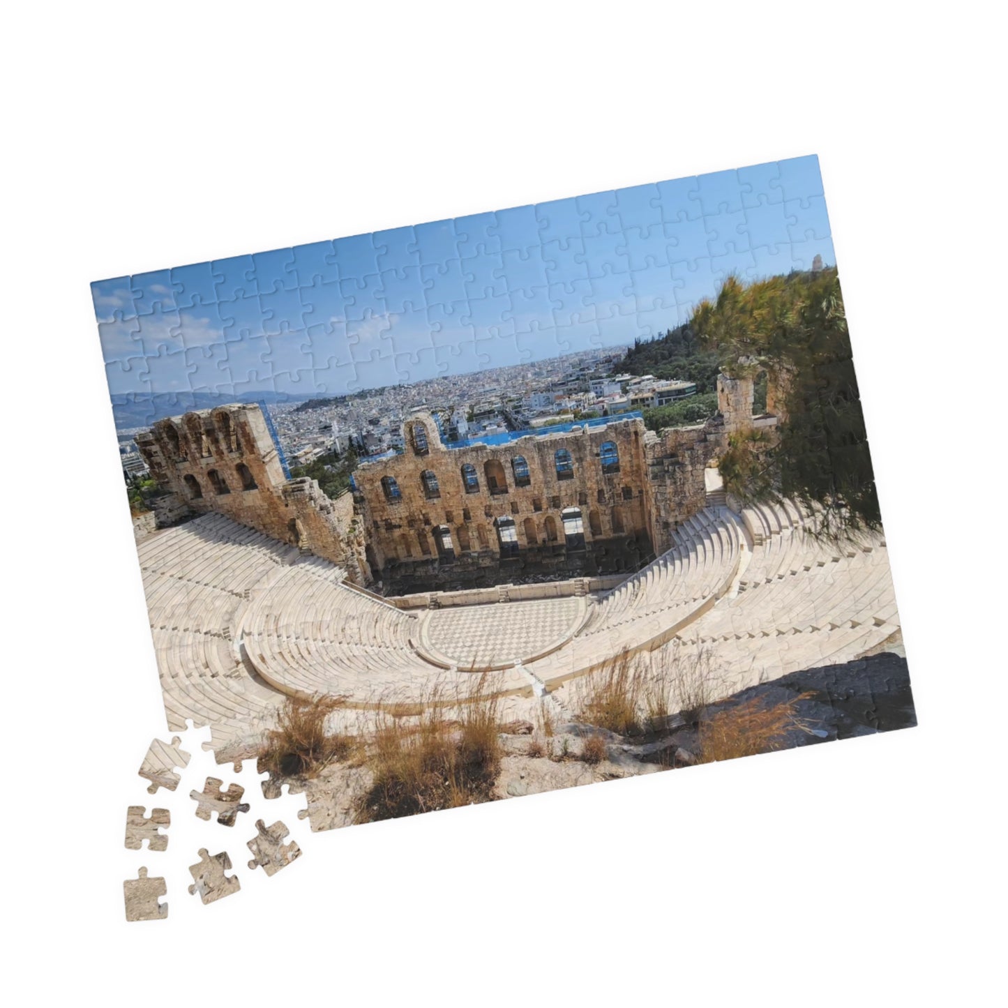 Athens Ancient Theater Puzzle - The Oden of Herodes Atticus, Realistic Historical Landmark Jigsaw Game, Greek Architecture 252 pcs (Horizontal) Puzzle The Puzzle Chest