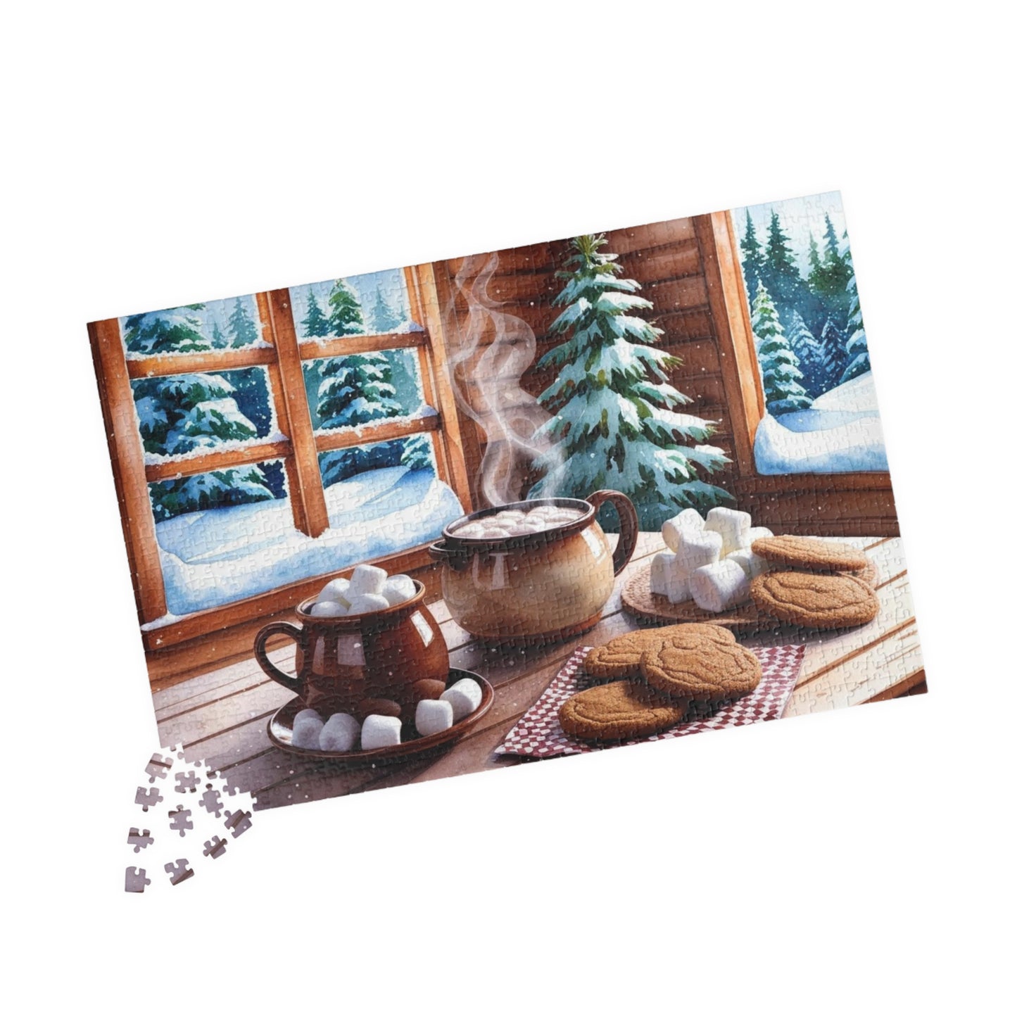 Cozy Cabin Kitchen Jigsaw Puzzle - Snowy Forest Winter Scene, Puzzle Lover Gift for Friends, Solo Fun or Family Activity Puzzle The Puzzle Chest