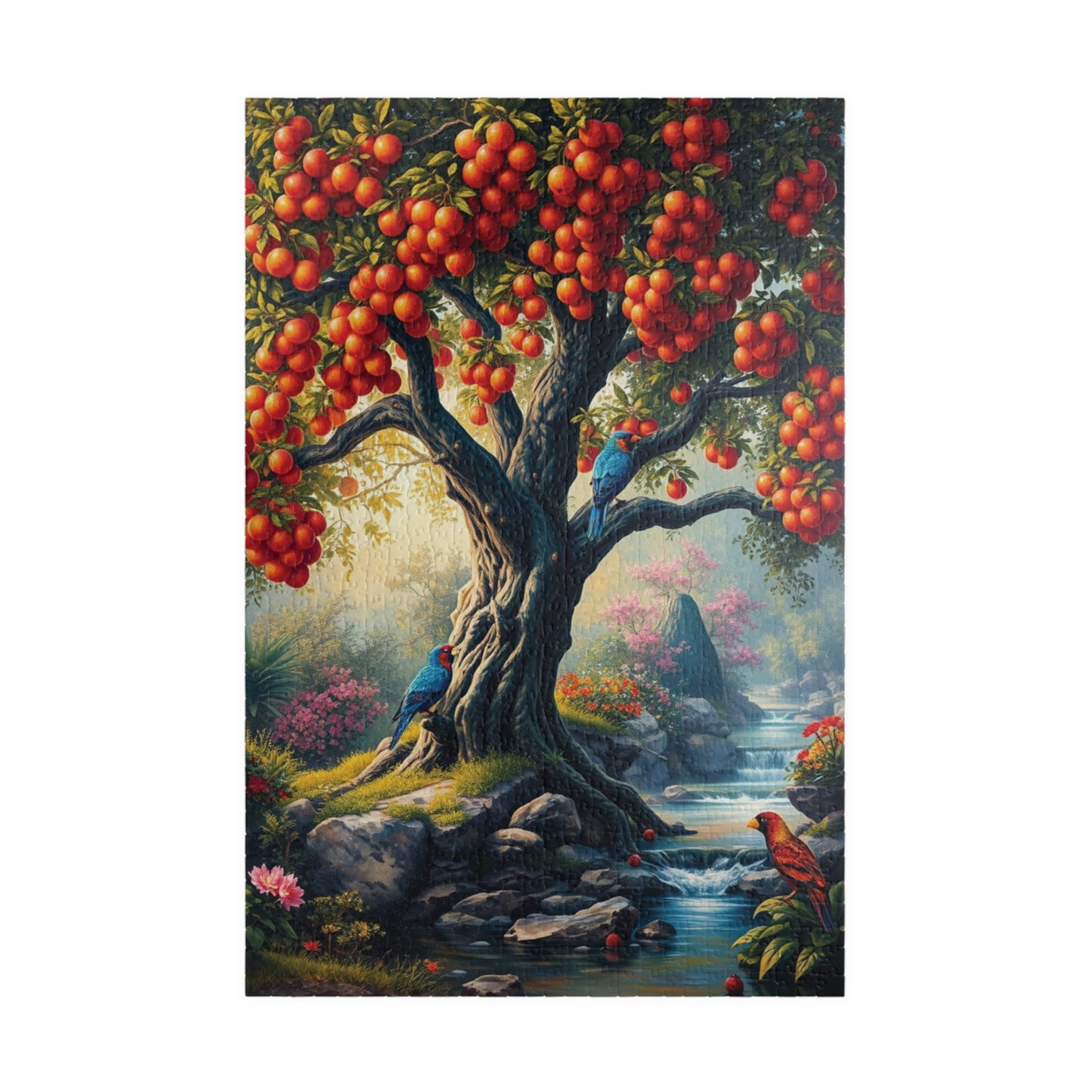 Garden of Eden Puzzle, Serene Biblical Scene (110, 252, 520, 1014 Pieces), Fruit Tree Stream Birds Flowers, Jigsaw Game Brain Teaser, Home 1014 pcs (Vertical) Puzzle The Puzzle Chest
