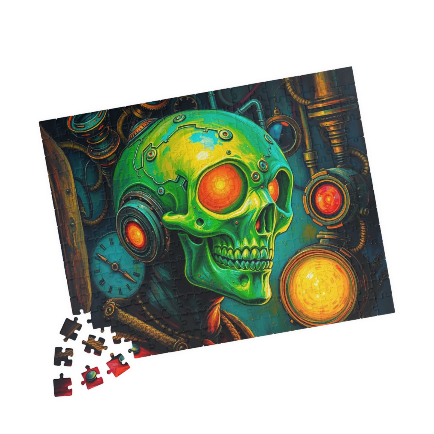 Neon Machina Jigsaw Puzzle, Steampunk Skull Puzzle, 110-1014 Piece Unique Gift for Family, Friends, Party Activity, Halloween Brain Teaser Puzzle The Puzzle Chest