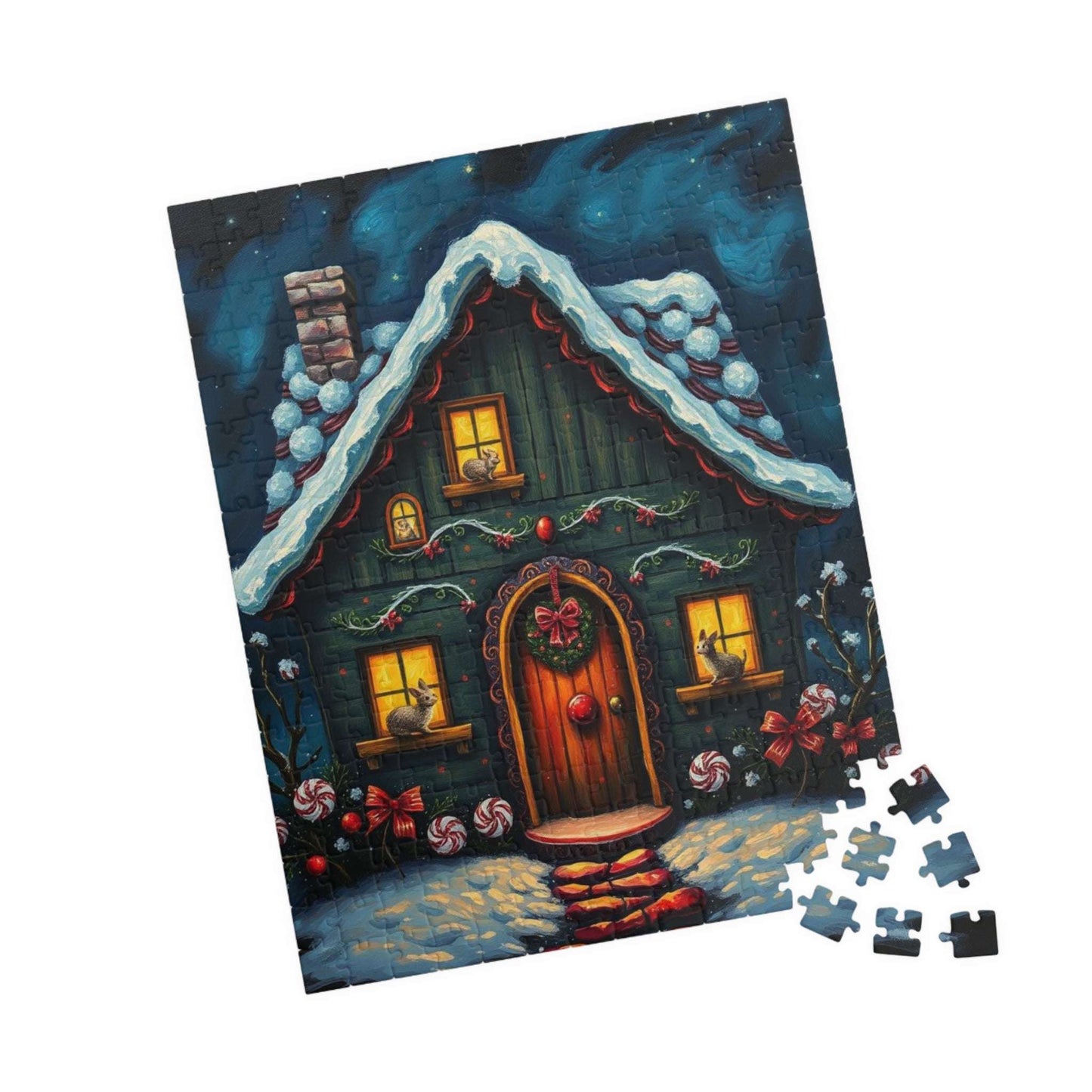 Cozy Holiday House Jigsaw Puzzle - 110, 252, 520-piece Christmas Themed Puzzle