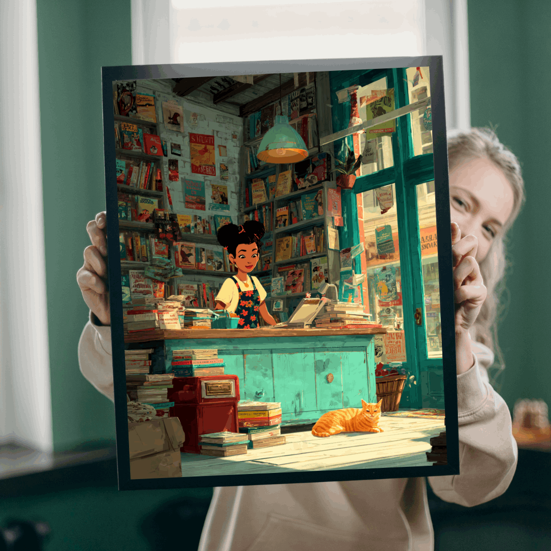 The Bookstore Cat - Whimsical Cartoon Cozy Bookshop Jigsaw Puzzle, Family Activity, Cat Lovers Gift, Perfect for Game Night Puzzle The Puzzle Chest