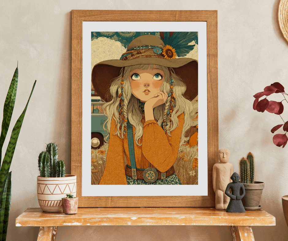 1970s Autumn Cowgirl Jigsaw Puzzle - Boho Meadow, Cartoon-Style Illustration Perfect Gift for Family, Friends, Creative Fun, Home Decor Puzzle The Puzzle Chest