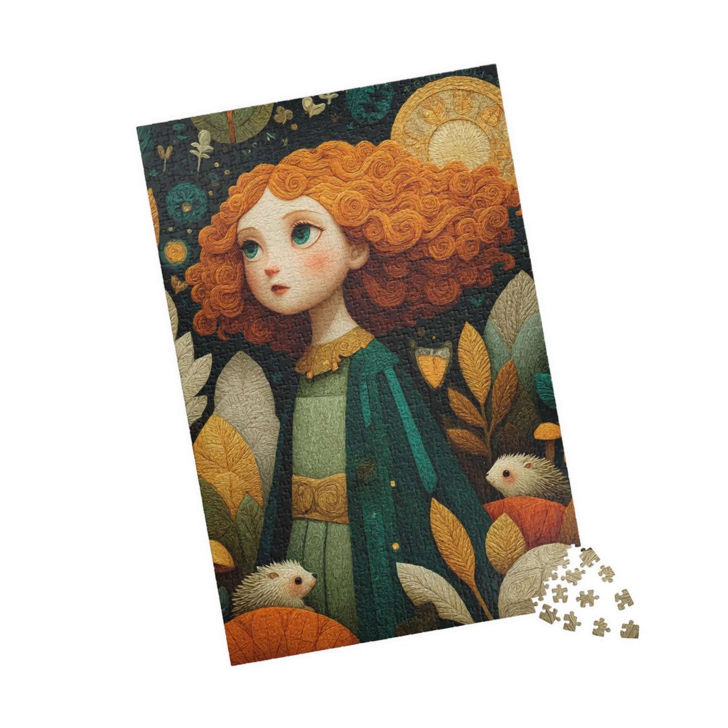 Enchanted Mushroom Grove Jigsaw Puzzle – Whimsical Fairy-Tale Autumn Puzzle for Adults, Girl with Hedgehog 1014 pcs (Vertical) Puzzle The Puzzle Chest
