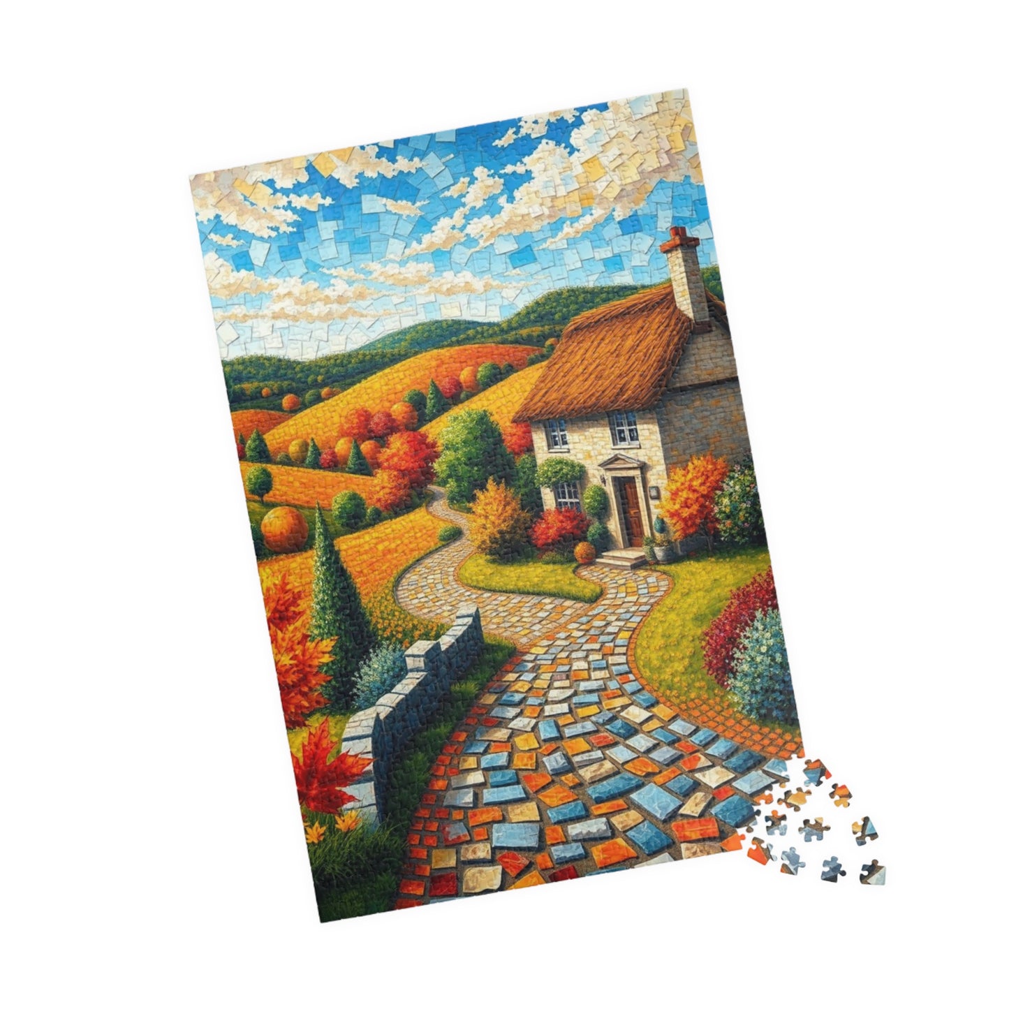 Autumn Landscape Mosaic Puzzle - 110/252/520/1014-Piece, Ideal for Family Game Night, Cozy Fall Decor, Nature Lover Gift, Relaxing Activity Puzzle The Puzzle Chest