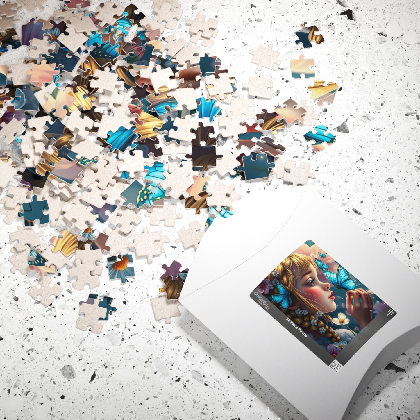 Jigsaw Puzzle Woman and Blue-winged Butterfly, Whimsical Illustration, Mindfulness Activity Relaxing Hobby, Home Entertainment, Brain Teaser Puzzle The Puzzle Chest