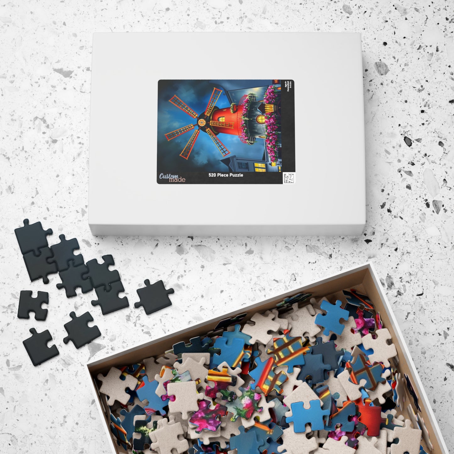 Moulin Rouge Windmill Puzzle, Famous Parisian Landmark Tourist Attraction Jigsaw Game, Vibrant Nighttime Paris Scene, Best Travel Lover Gift Puzzle The Puzzle Chest