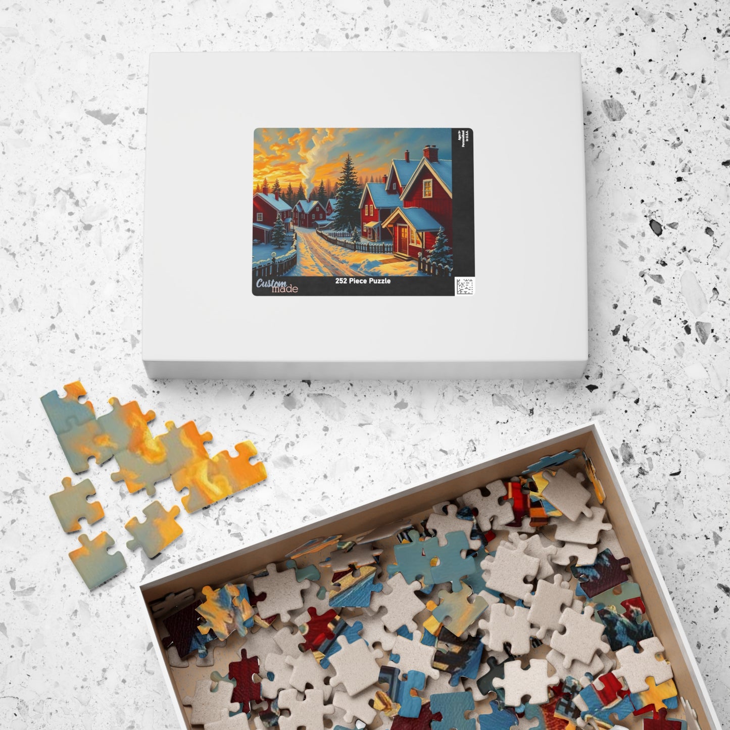 Swedish Winter Village Puzzle Jigsaw Game, Snowy Scandinavian Landscape, Indoor Activity, Holiday Gift for Friends and Family Puzzle The Puzzle Chest