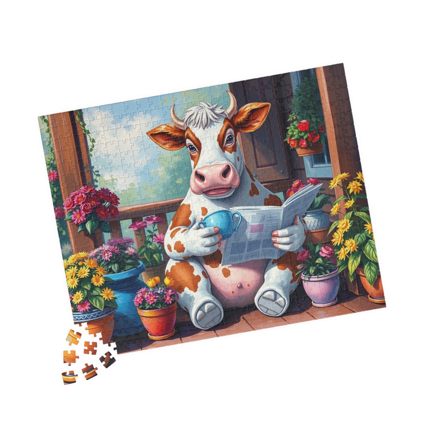 Whimsical Cow Jigsaw Puzzle, Fun Home Solo Entertainment, Gift for Farm Lovers Animal Enthusiasts, Family Game Night, Mindfulness Activity Puzzle The Puzzle Chest