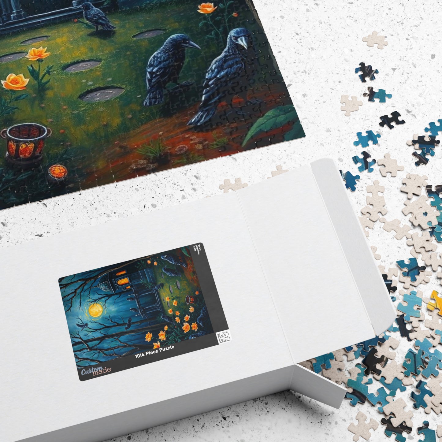 Mystical Graveyard Jigsaw Puzzle, Enchanting Black Raven Gothic Artwork, Gift for Halloween, Cozy Night Activity Solo Fun, Unique Art Puzzle Puzzle The Puzzle Chest