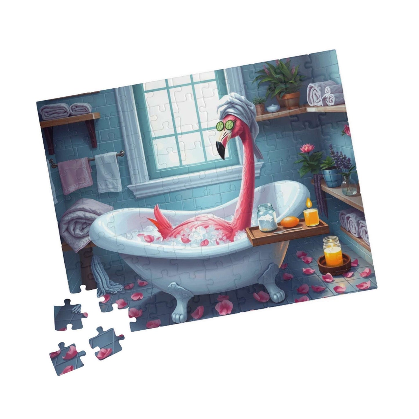 Flamingo Puzzle - 110, 252, 520, 1014-piece, Spa Vibes, Holiday Birthday Gift for Flamingo Lovers, Family Activity, Home Decor, Puzzle Night