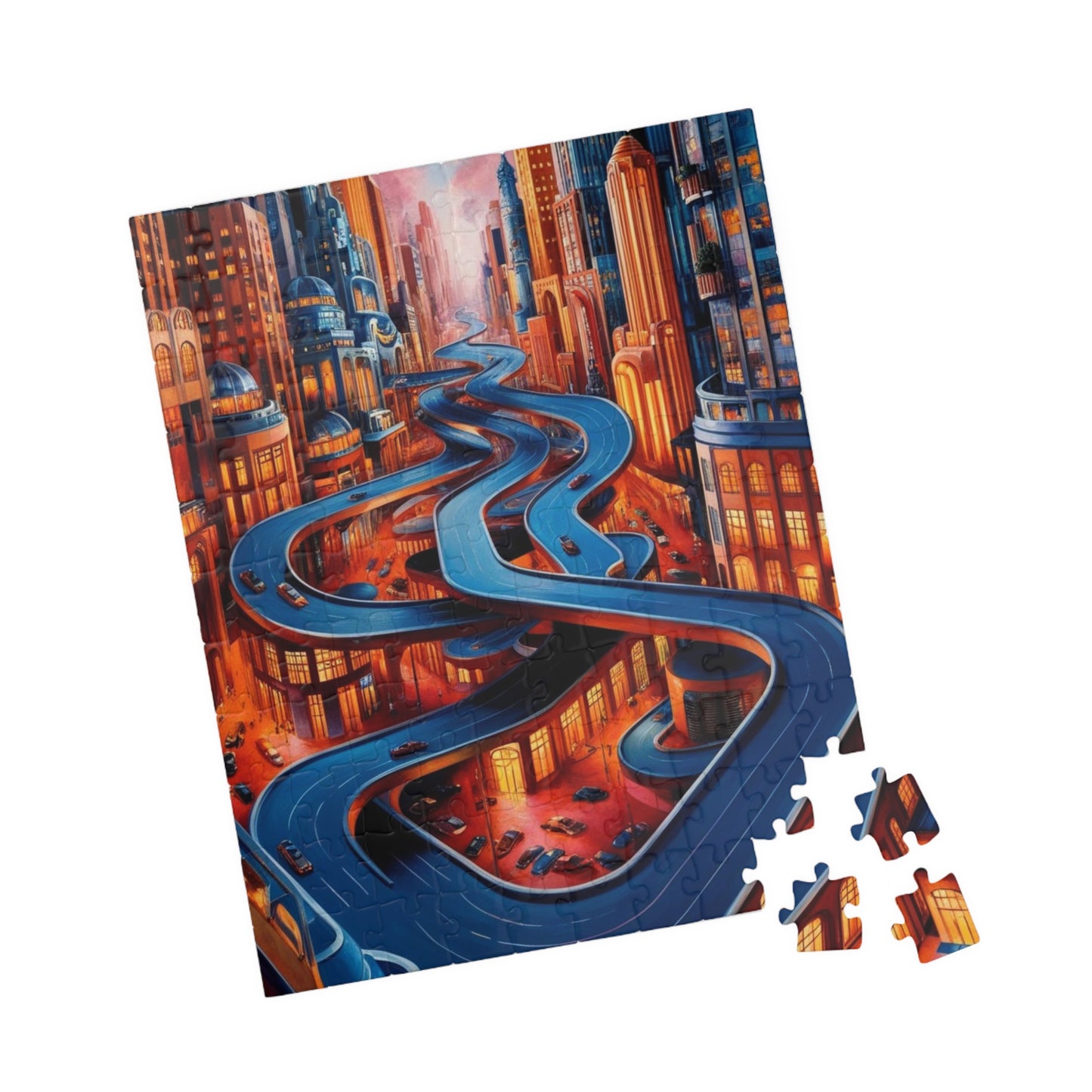 Surreal Cityscape Jigsaw Puzzle - 110, 252, 520, 1014-piece, Fun for Family Game Night, Unique Gift for Puzzle Lovers, Indoor Activities Puzzle The Puzzle Chest