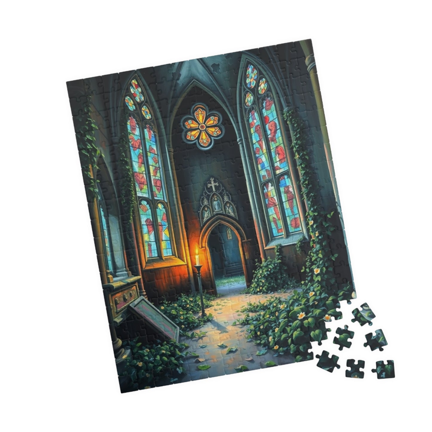 Stained Glass Church Puzzle | 110, 252, 520, 1014-piece, Gothic Home Decor, Art Lovers Gift, Family Game Night Relaxation Activity, Giftable 252 pcs (Vertical) Puzzle The Puzzle Chest