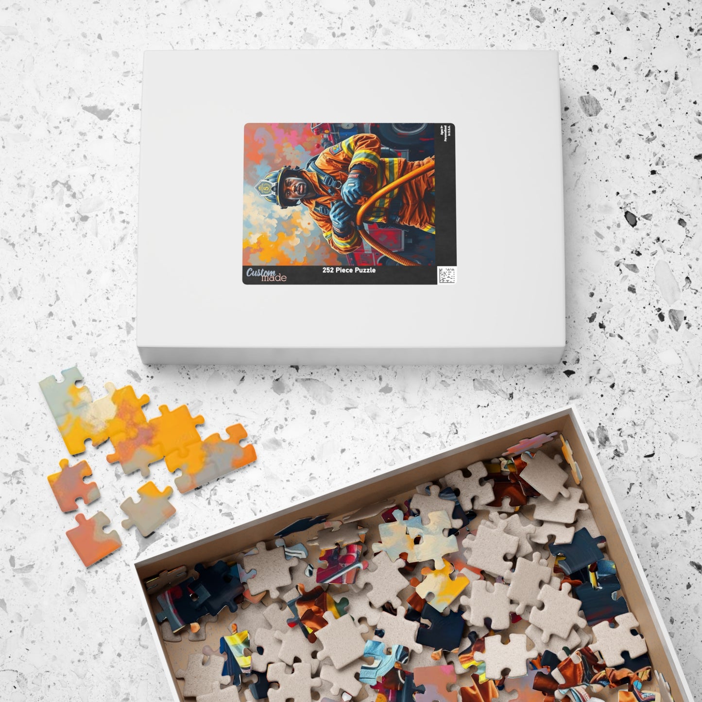Afrocentric Firefighter Puzzle, African American Man Inspirational Black Art Jigsaw Game, Puzzle Lover Holiday Gift, Family Bonding Activity Puzzle The Puzzle Chest