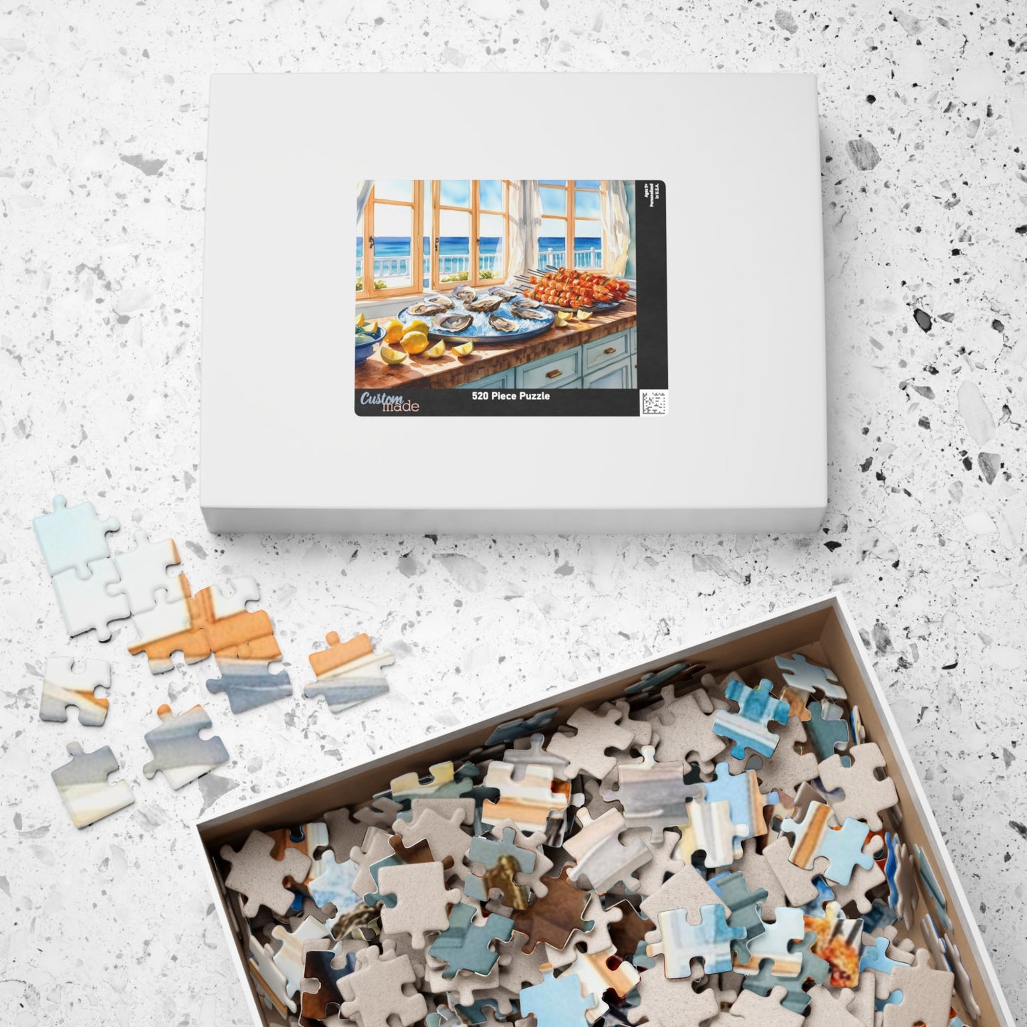 Coastal Kitchen Puzzle Gifted, Sea-food Themed Food Jigsaw Game, Kitchen Decor, Fun Family Activity for Game Night, Puzzle Lover Puzzle The Puzzle Chest