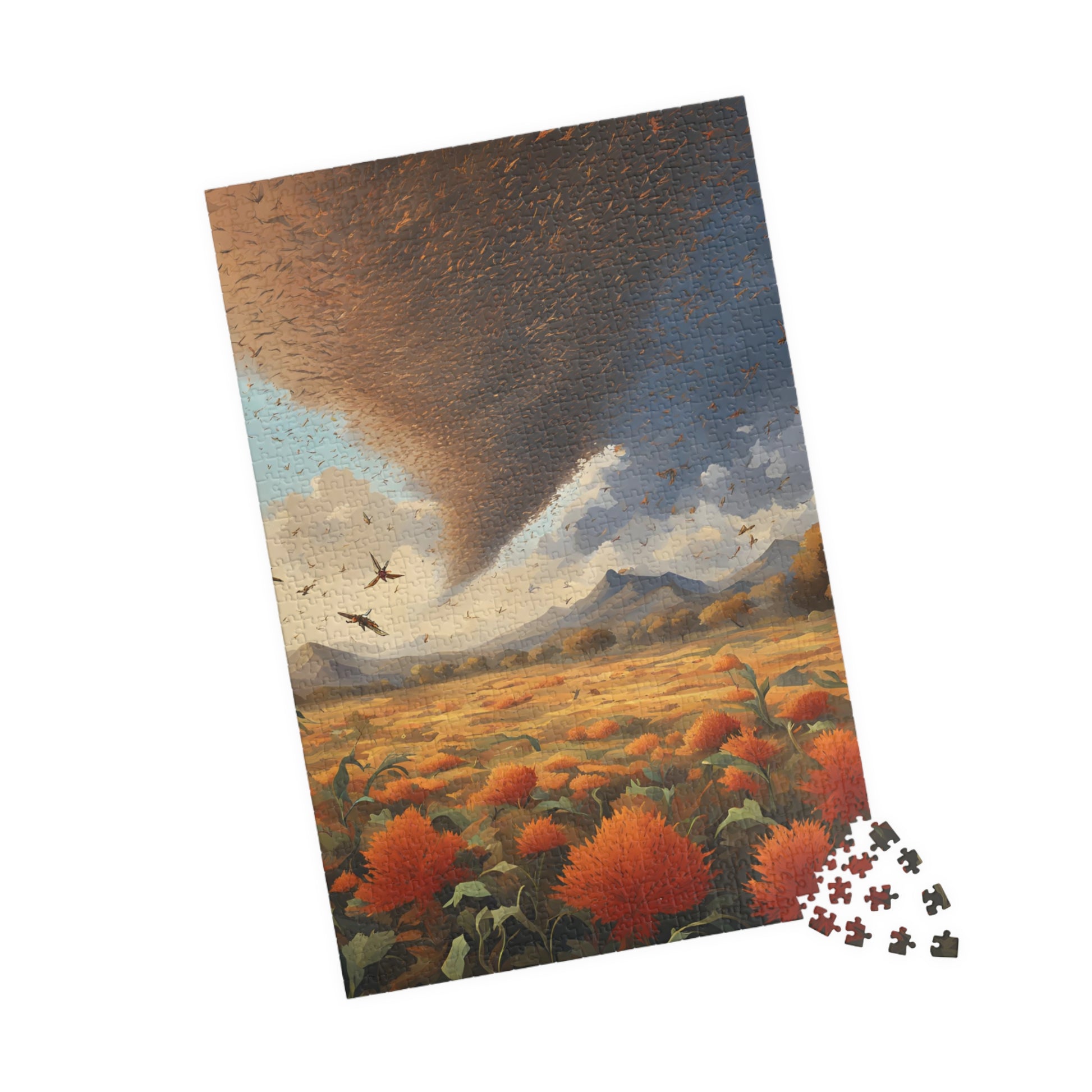 Biblical Plagues Jigsaw Puzzle, Locusts Swarming Over a Barren Landscape, Faith-Based Christian Theme Game, Spiritual Gift for Puzzle Lover Puzzle The Puzzle Chest