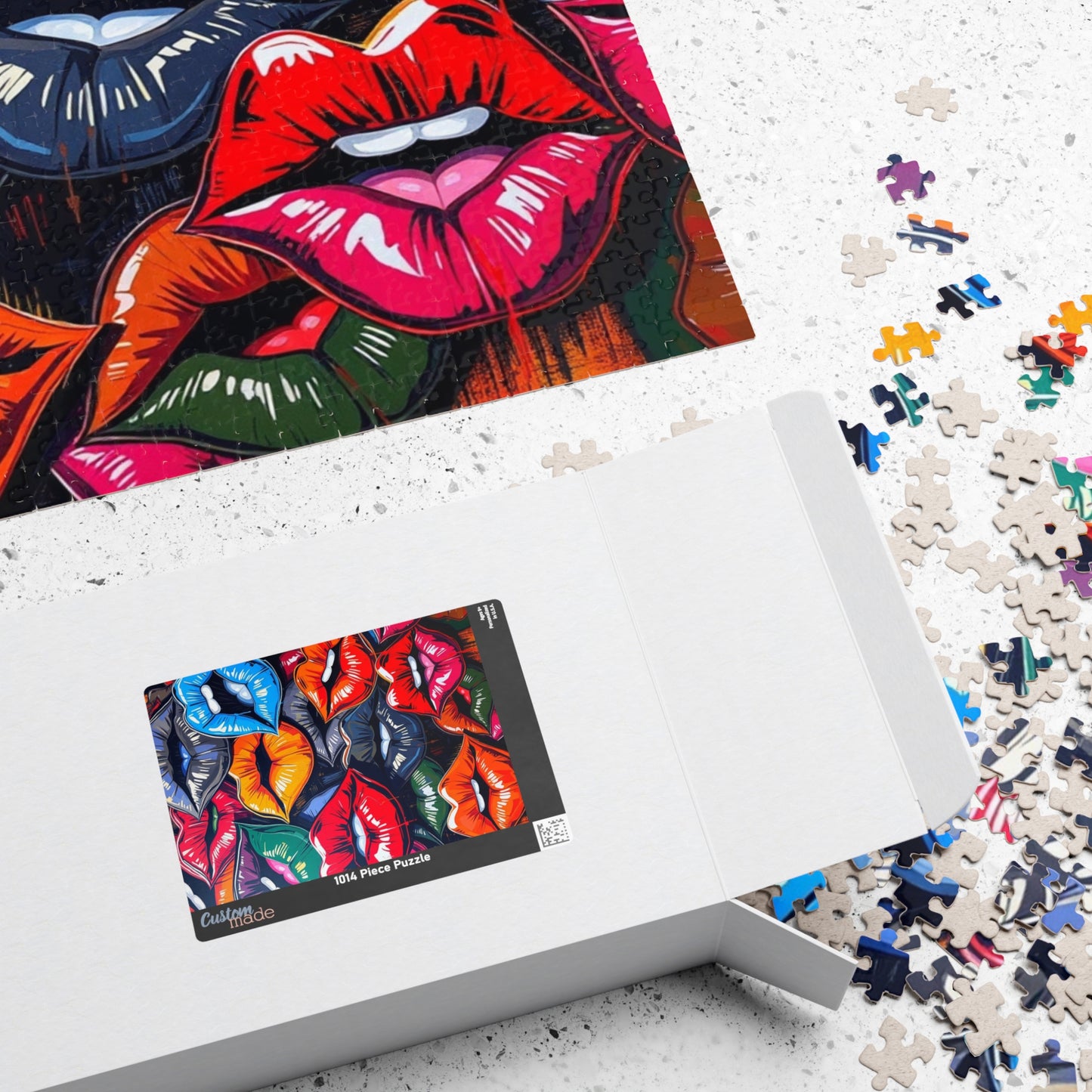 Colorful Lips Jigsaw Puzzle, Lipstick Kisses Collage, Fun Activity, Creative Hobby, Gift for Puzzle Lovers Art Enthusiast, Brain Teaser Game Puzzle The Puzzle Chest
