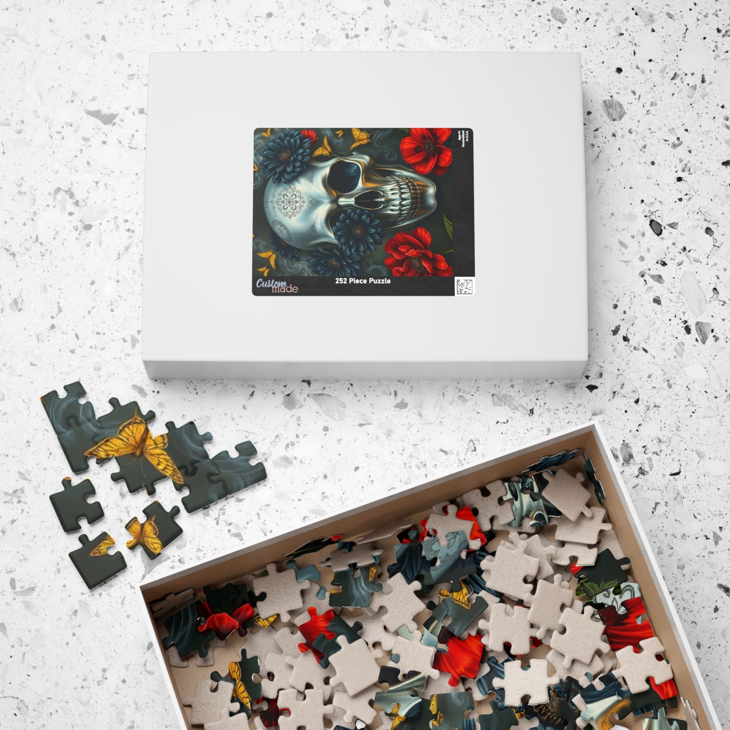 Gothic Skull Floral Puzzle | Artistic Day of the Dead Jigsaw Game for Adults, Gift for Puzzle Lovers Dark Art Enthusiasts, Unique Challenge Puzzle The Puzzle Chest