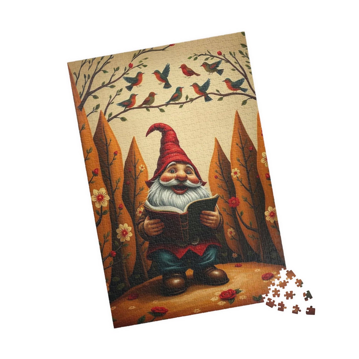 Gnome Reading Storybook – Whimsical Folk Art Forest Jigsaw 1014 pcs (Vertical) Puzzle The Puzzle Chest