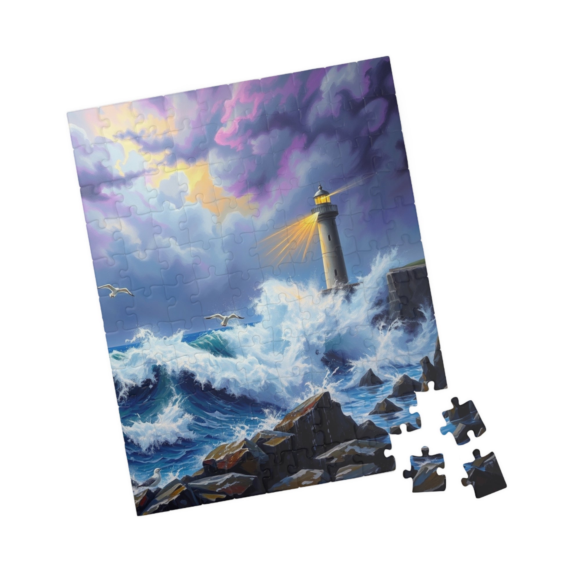 Lighthouse Waves Puzzle - 110, 252, 520, 1014-piece | Relaxation, Family Fun, Gift Idea, Coastal Home Decor 110 pcs (Vertical) Puzzle The Puzzle Chest