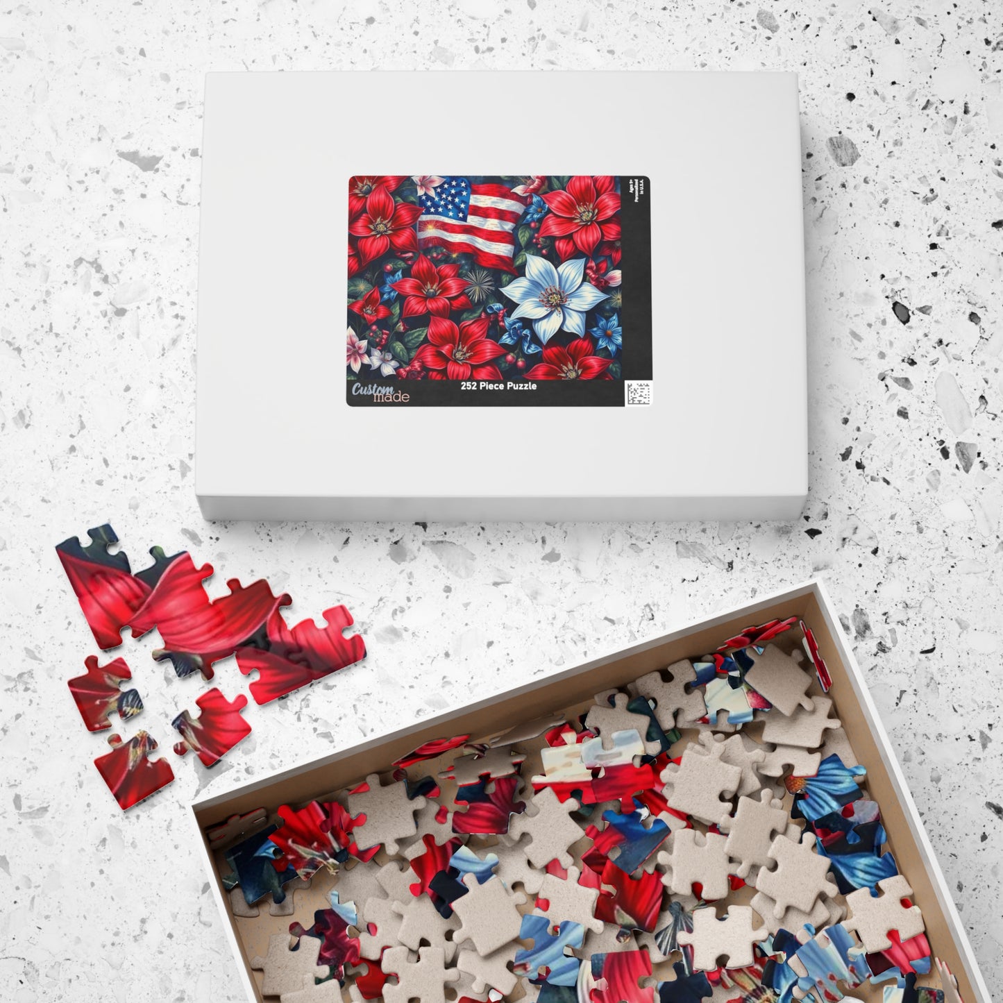 Garden of Liberty Jigsaw Puzzle, American Flag Patriotic Floral Game 110, 252, 520, 1014-piece, Family Game Night, Independence Gift for Him
