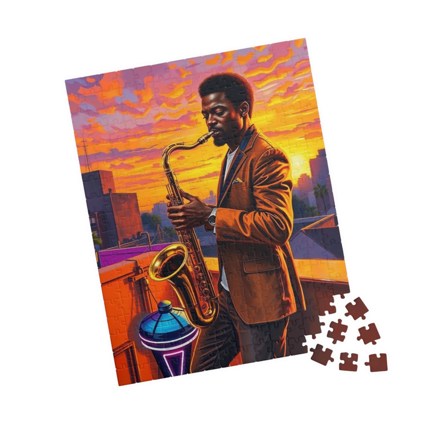 Jazz Evening Puzzle - Black Man Portrait, Black Art, Afro American Musician, Gift for Music Lovers, Family Entertainment, Creative Activity Puzzle The Puzzle Chest