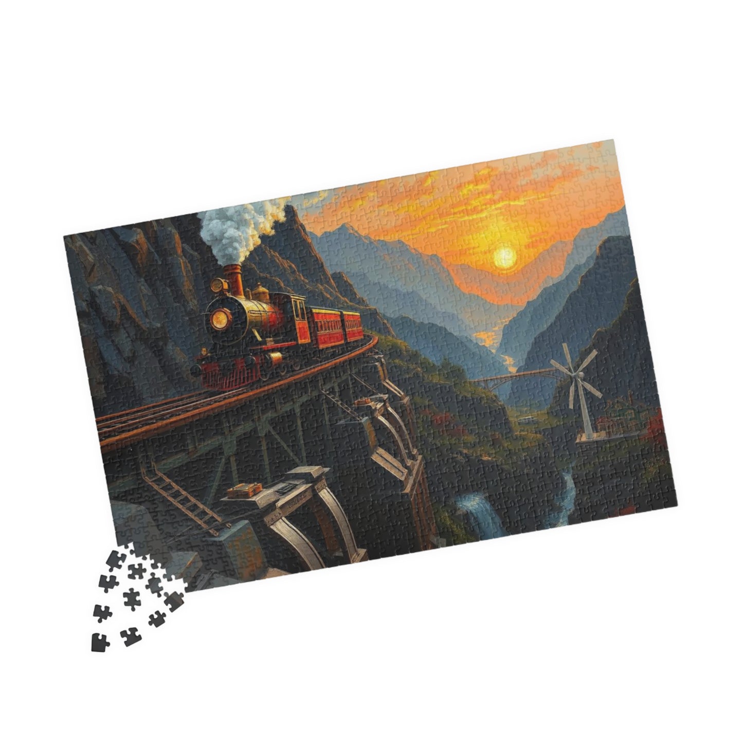 Scenic Steampunk Train Adventure Puzzle, Enchanting Landscape Jigsaw for Family Fun, Gifts for Train Lovers, Home Entertainment Brain Teaser Puzzle The Puzzle Chest