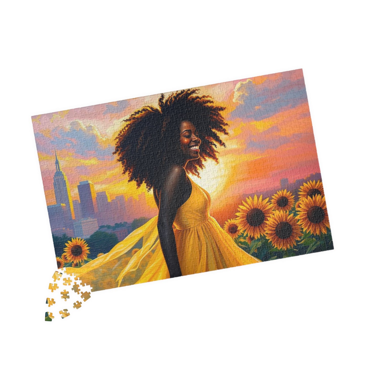 Sunflower Dreamer Puzzle, Black Woman Art Jigsaw Game for Family Fun, Home Entertainment, Gift for Puzzle Lover, Brain Teaser Puzzle The Puzzle Chest