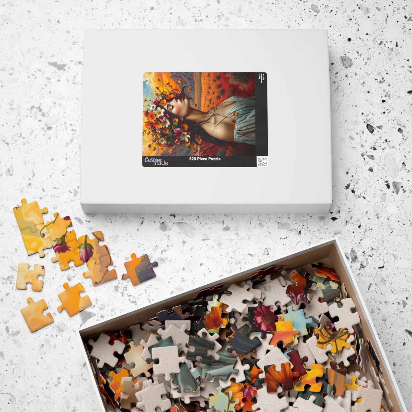 Surreal Mexican Desert Art Puzzle, Floral and Vine Woman Portrait Design 110-1014 Pieces Jigsaw, Frida Kahlo Inspired, Gift for Art Lover Puzzle The Puzzle Chest