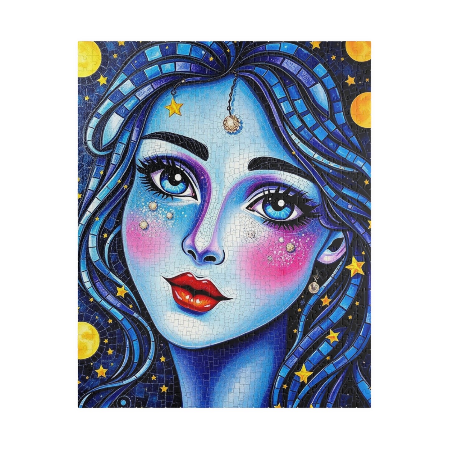 Mosaic Portrait Celestial Woman Puzzle | 110-1014 Piece Stars and Planets Jigsaw Game, Starry Night Artwork, Gift for Puzzle Lovers, Mindful 520 pcs (Vertical) Puzzle The Puzzle Chest
