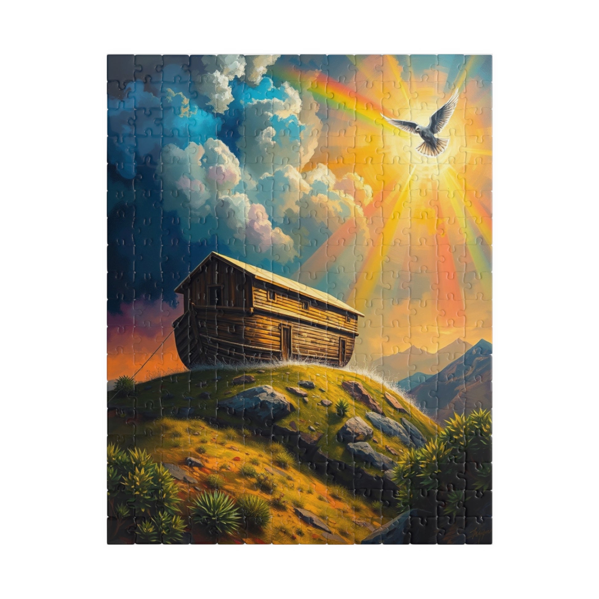 Scenic Art Puzzle - Rainbow Noah's Ark Design | 110, 252, 520, 1014-piece | Great for Family Game Night, Religious Gifts, Home Entertainment 252 pcs (Vertical) Puzzle The Puzzle Chest