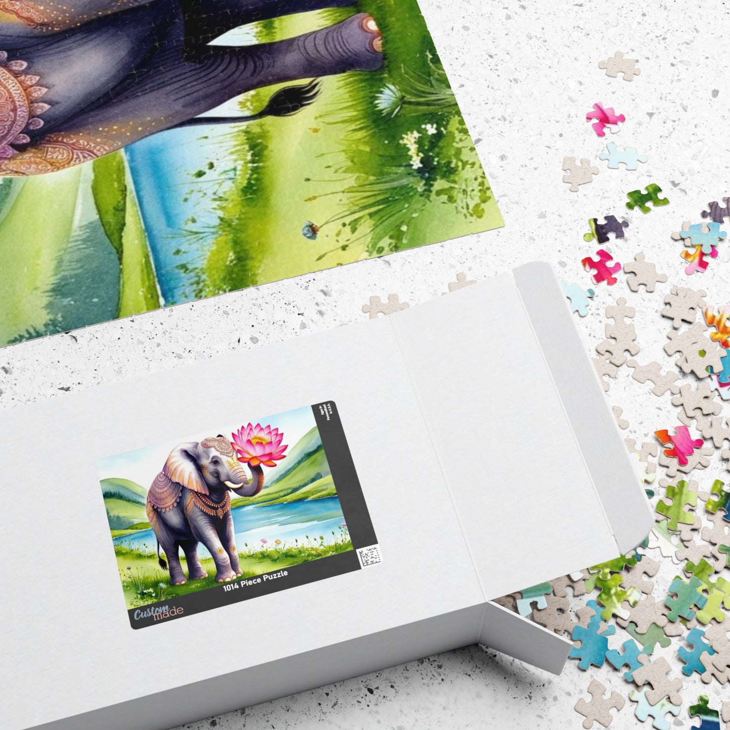 Elephant Lotus Flower Puzzle, Whimsical Animal Art Adult Puzzle Game, Meditation Friend Gift, Family Night Activity, Home Entertainment Puzzle The Puzzle Chest