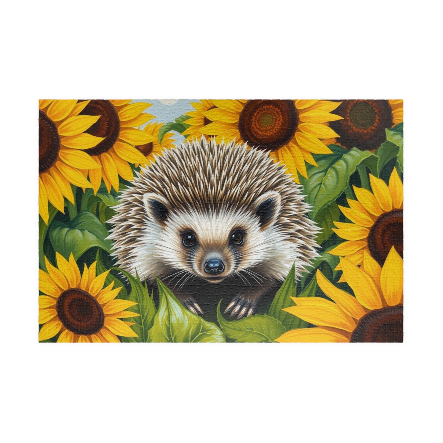 Hedgehog in Sunflowers Jigsaw Puzzle - Nature Lovers Gift, Family Activity, Mindfulness Hobby, Home Entertainment, Fun Challenge 1014 pcs (Horizontal) Puzzle The Puzzle Chest