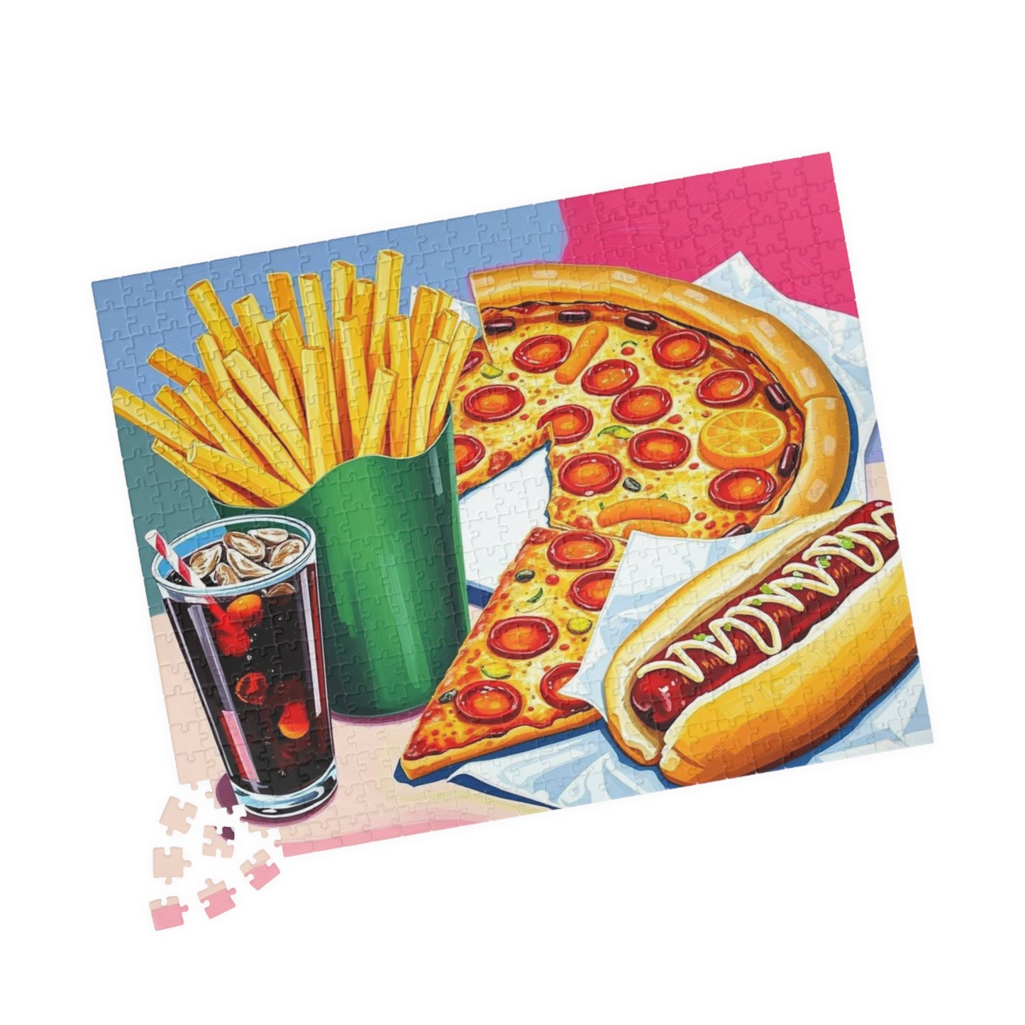 Fast Food Fun Puzzle - Pop Art Jigsaw Game Adult Gift for Food Lovers, Family Game Night, Unique Home Entertainment Puzzle The Puzzle Chest