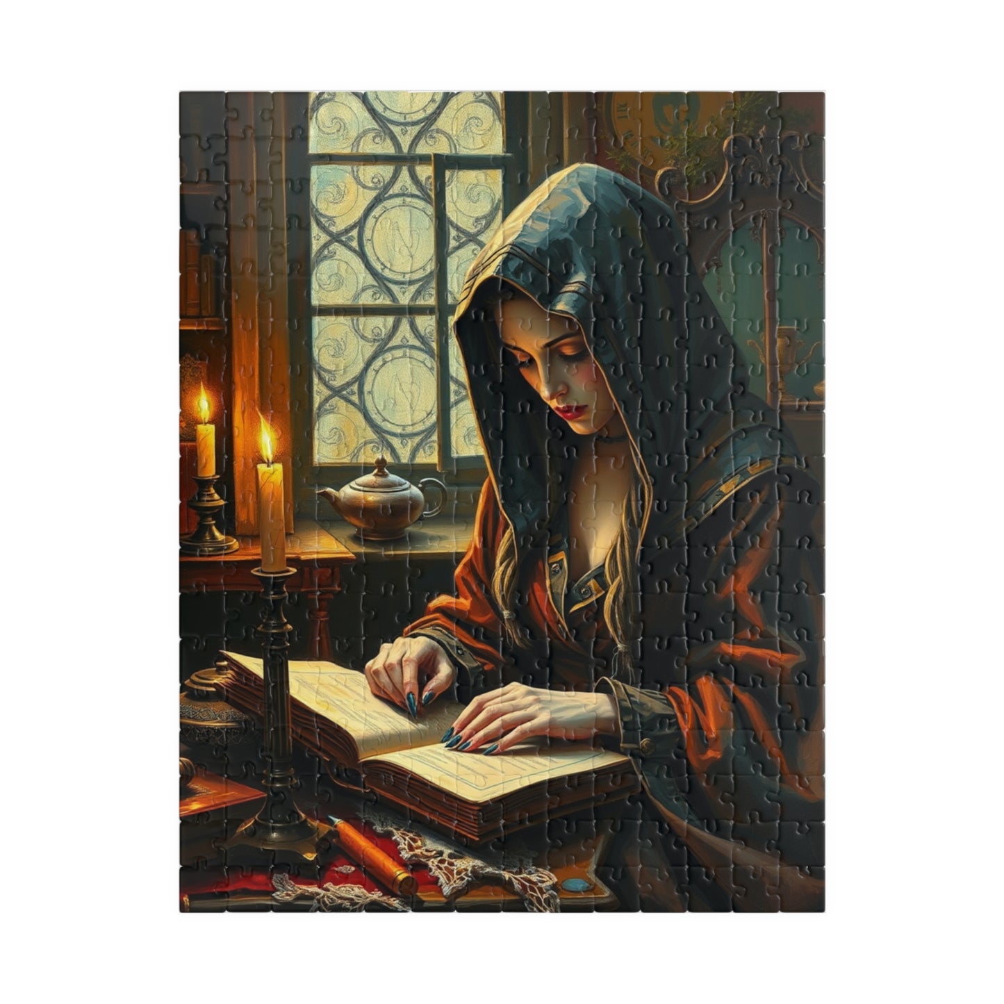 Mystical Gothic Art Puzzle, 110-1014 Piece Study Room Scene, Jigsaw Game for Relaxation, Ideal Gift for Puzzle Lovers, Entertaining Pastime 252 pcs (Vertical) Puzzle The Puzzle Chest