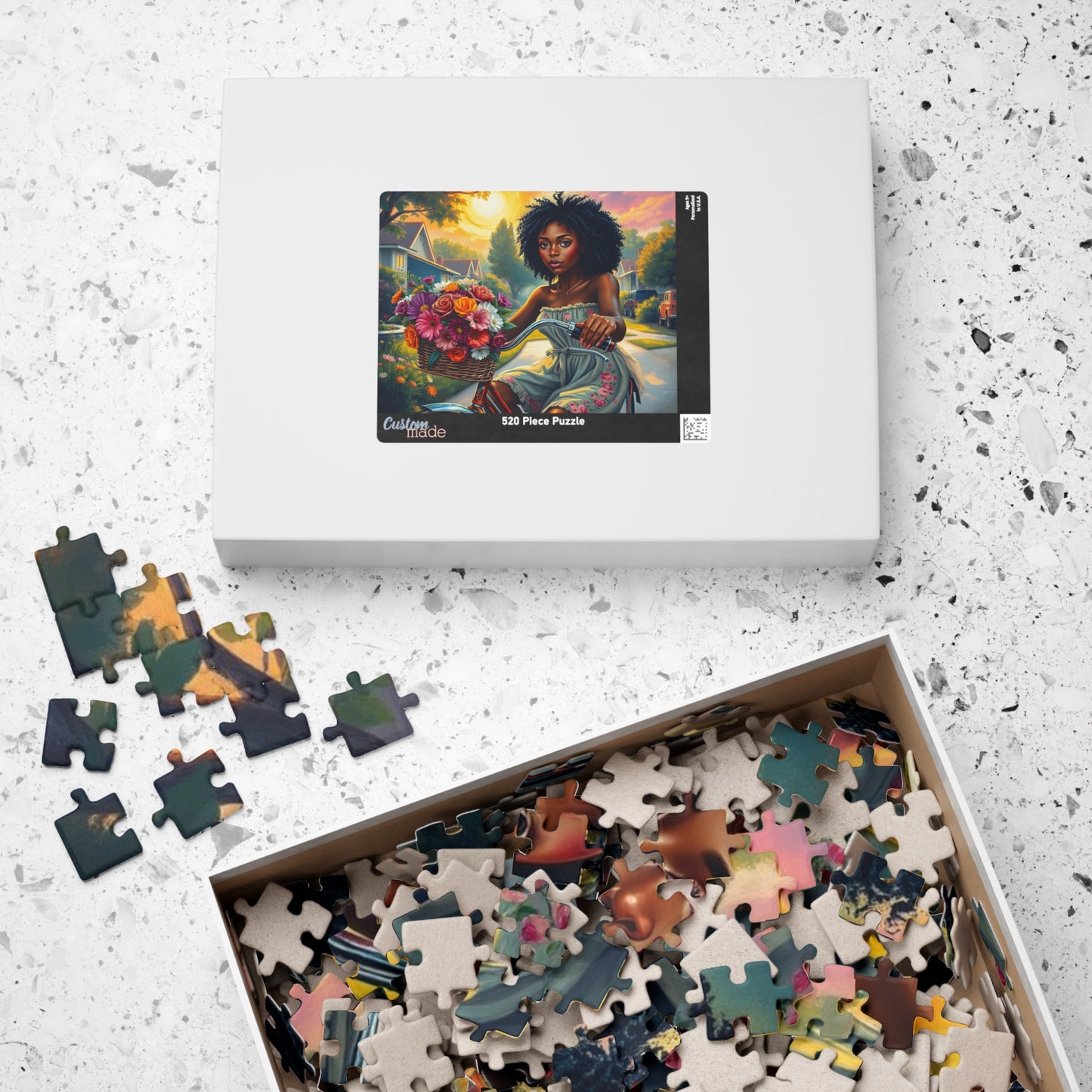 African American Jigsaw Puzzle, Black Woman Bicycle Scene Jigsaw Game, Black Art for Family Fun, Gift for Her, Perfect for Puzzle Enthusiast Puzzle The Puzzle Chest