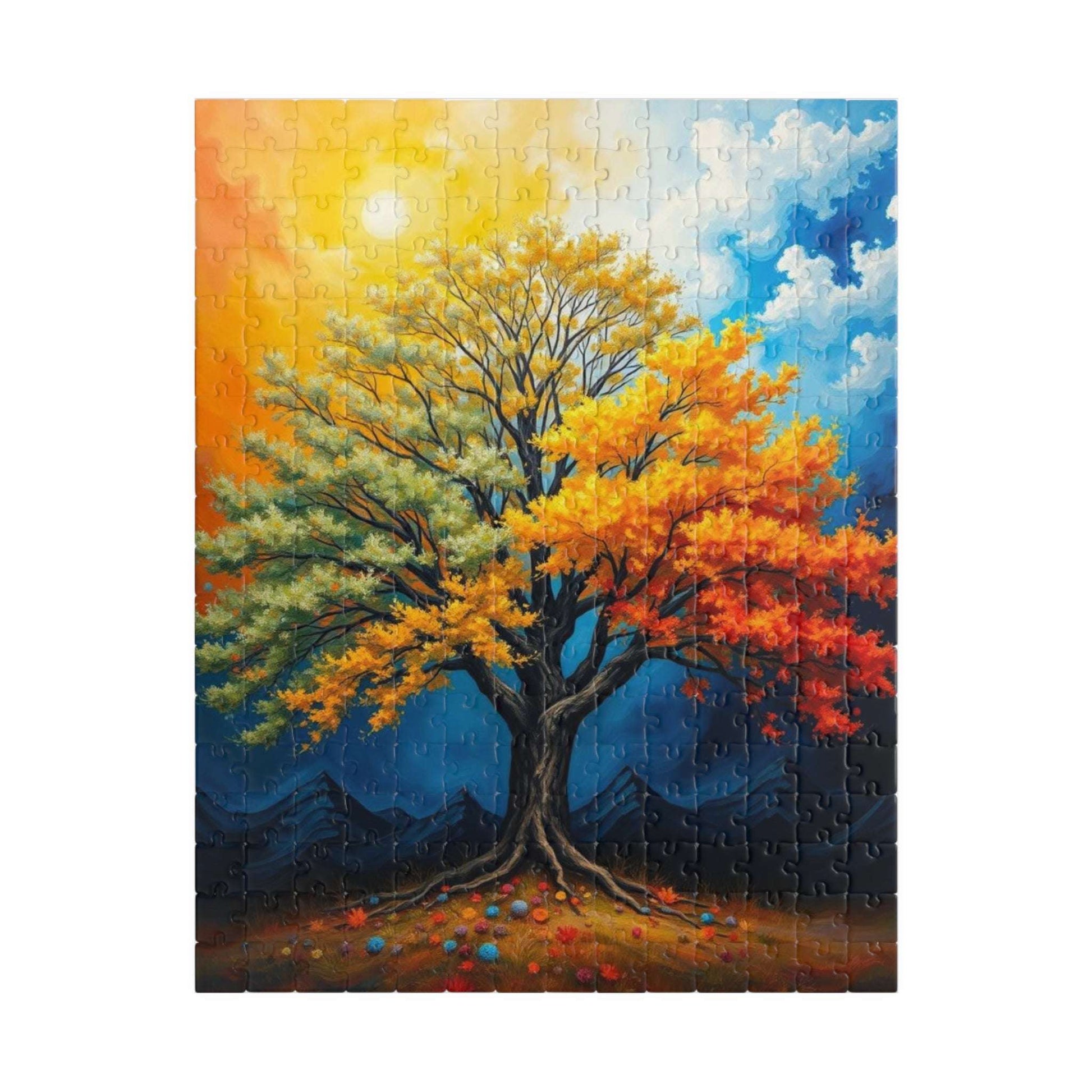 Vibrant Seasonal Tree Puzzle, Landscape Jigsaw Puzzle for Family Activity or Solo Fun, Nature Lovers Gift for Friends 252 pcs (Vertical) Puzzle The Puzzle Chest