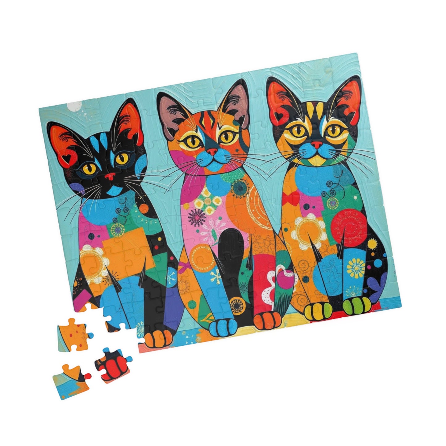 Colorful Cat Puzzle | 110, 252, 520, 1014-piece Pop Art Jigsaw Game | Fun Family Activity, Cat Lover Gift Puzzle The Puzzle Chest