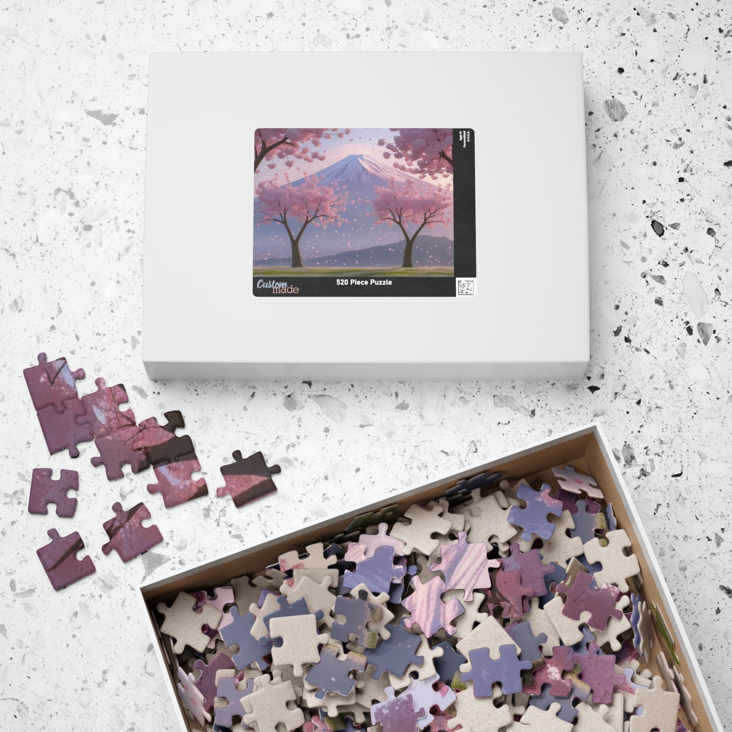 Scenic Mount Fuji Landscape Jigsaw Puzzle, Framed by Cherry Trees and Sakura Blossoms, Honshu Japan Famous Landmark, Gift for Travel Lover Puzzle The Puzzle Chest