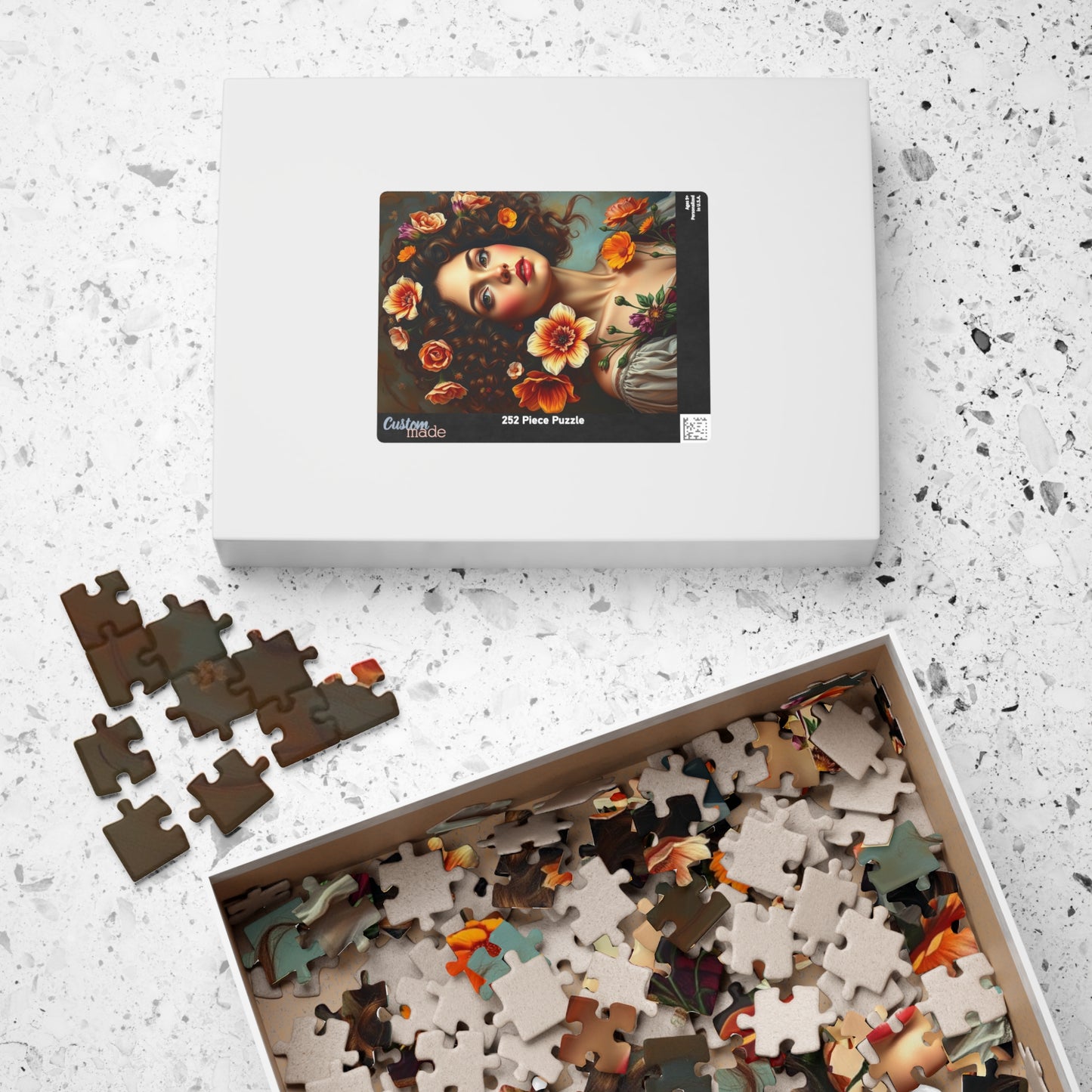 Floral Art Puzzle, Beautiful Woman Portrait Jigsaw, Relaxing Activity for Adults, Gift for Puzzle Lovers and Friends, Mindful Brain Teaser Puzzle The Puzzle Chest
