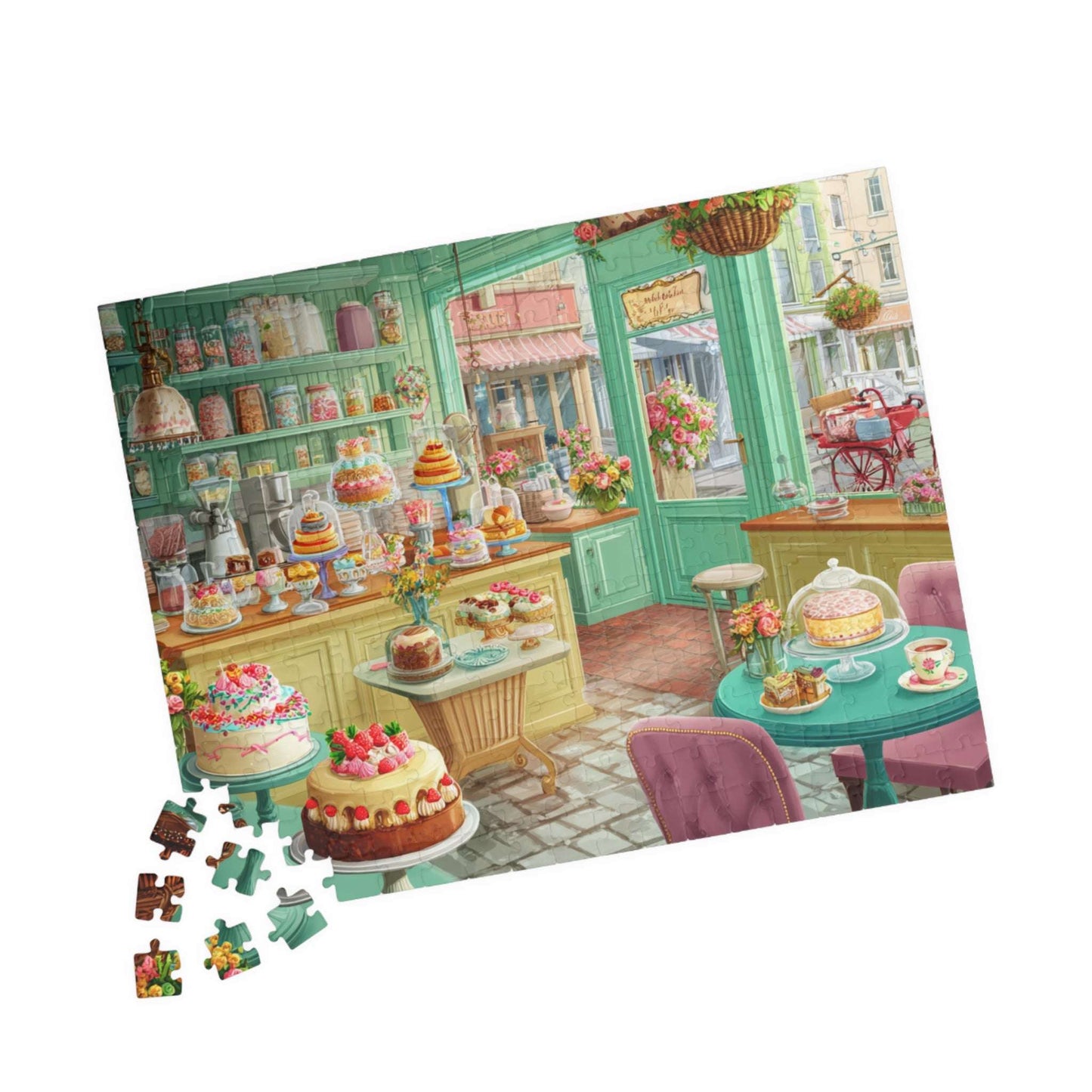 Retro Cake Shop Jigsaw Puzzle - Vintage Bakery Scene Filled with Sweet Treats 252 pcs (Horizontal) Puzzle The Puzzle Chest