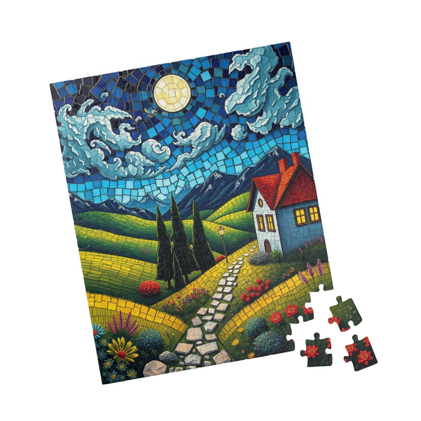 Mosaic Puzzle, Charming Landscape Whimsical Mosaic Tile, Adult Jigsaw Game Toy, Family Fun, Stress Relief Activity, Home Decor, Brain Teaser Puzzle The Puzzle Chest