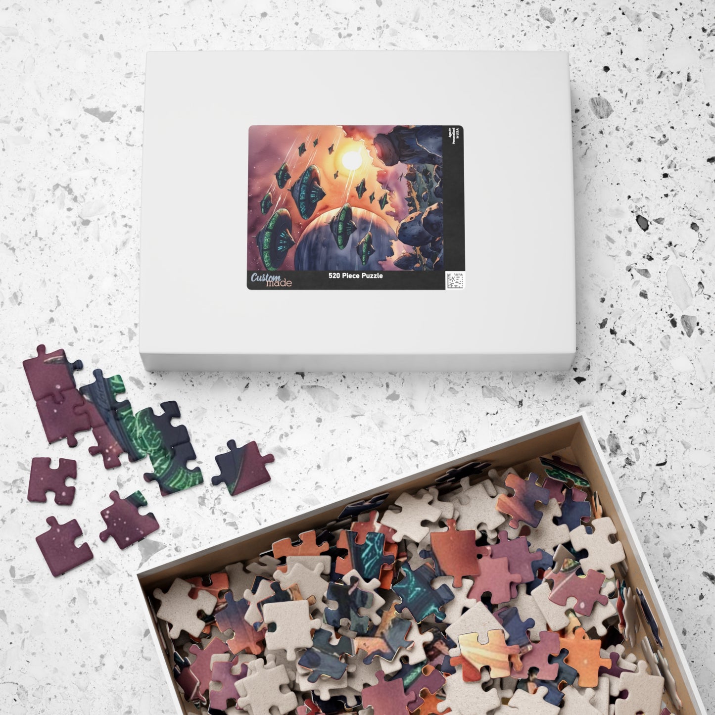 Space Fleet Puzzle, Alien Spaceship Jigsaw Game, Ringed Planet Asteroid Field Puzzle 110-1014 Piece, Sci-Fi Gift, Space Lover, Fun Hobby Puzzle The Puzzle Chest