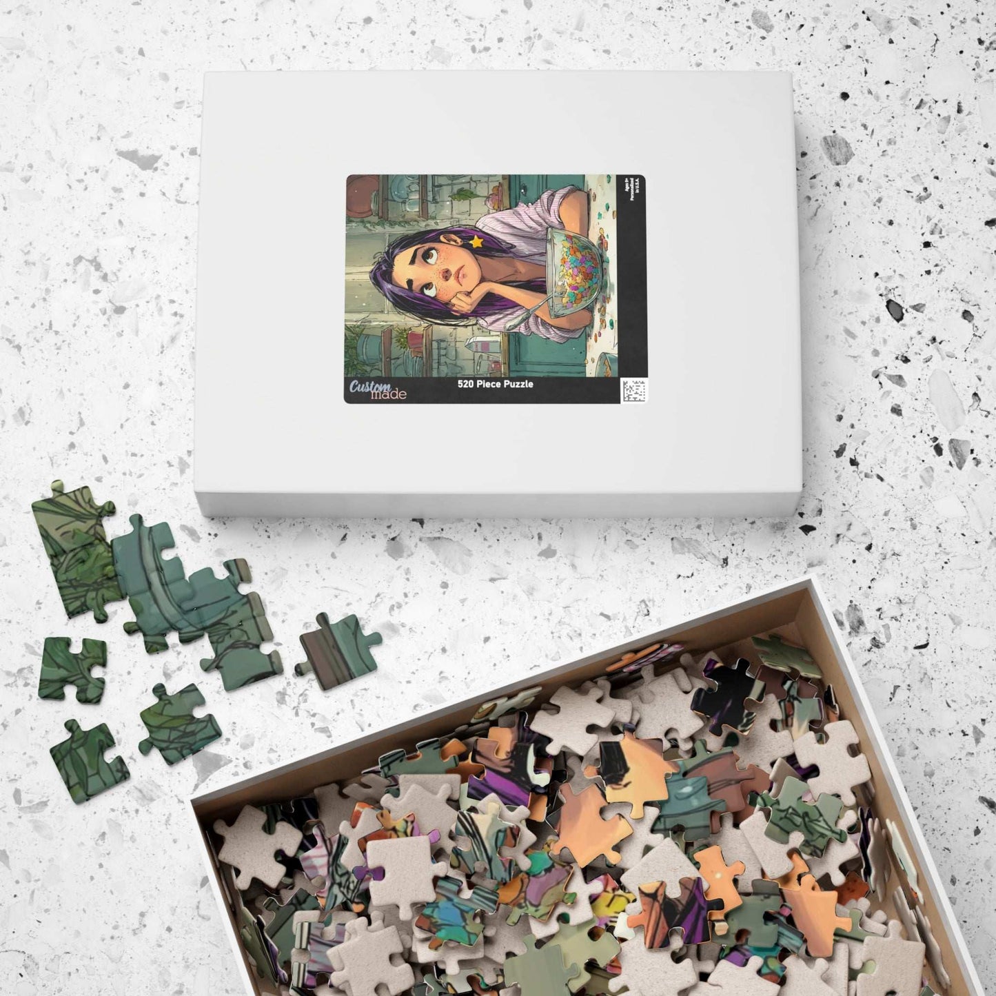 Funny Breakfast Cartoon Puzzle - Watercolor Jigsaw Game, Girl with Spill in Kitchen, Thoughtful Moments Puzzle The Puzzle Chest